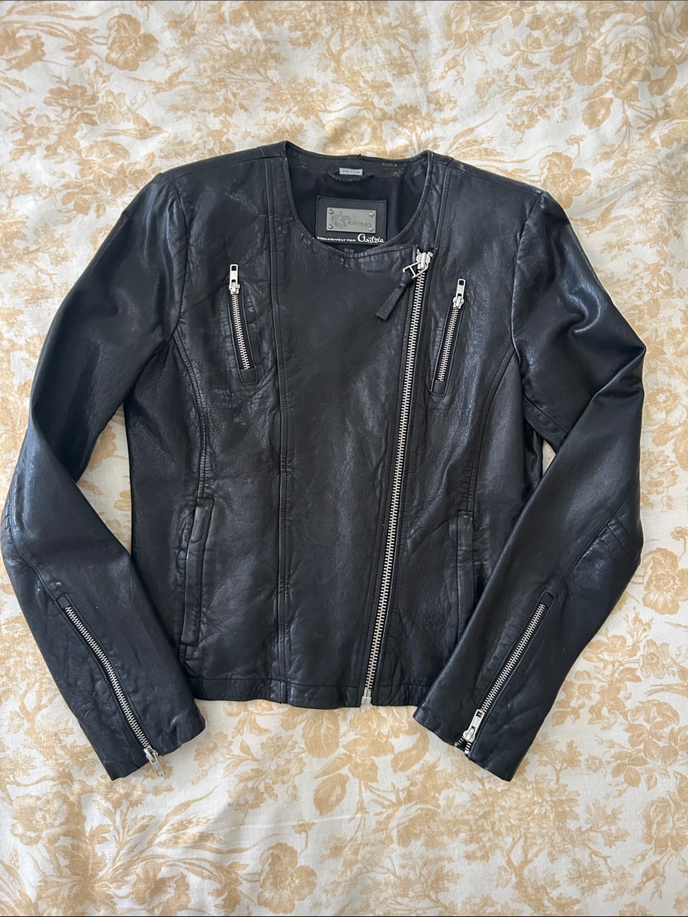 Black Leather Biker Jacket - Unbranded
